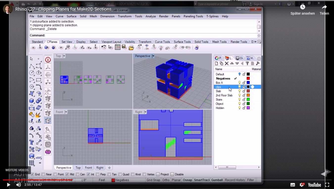 Designstrategies - Sections with clipping plane and Make2D