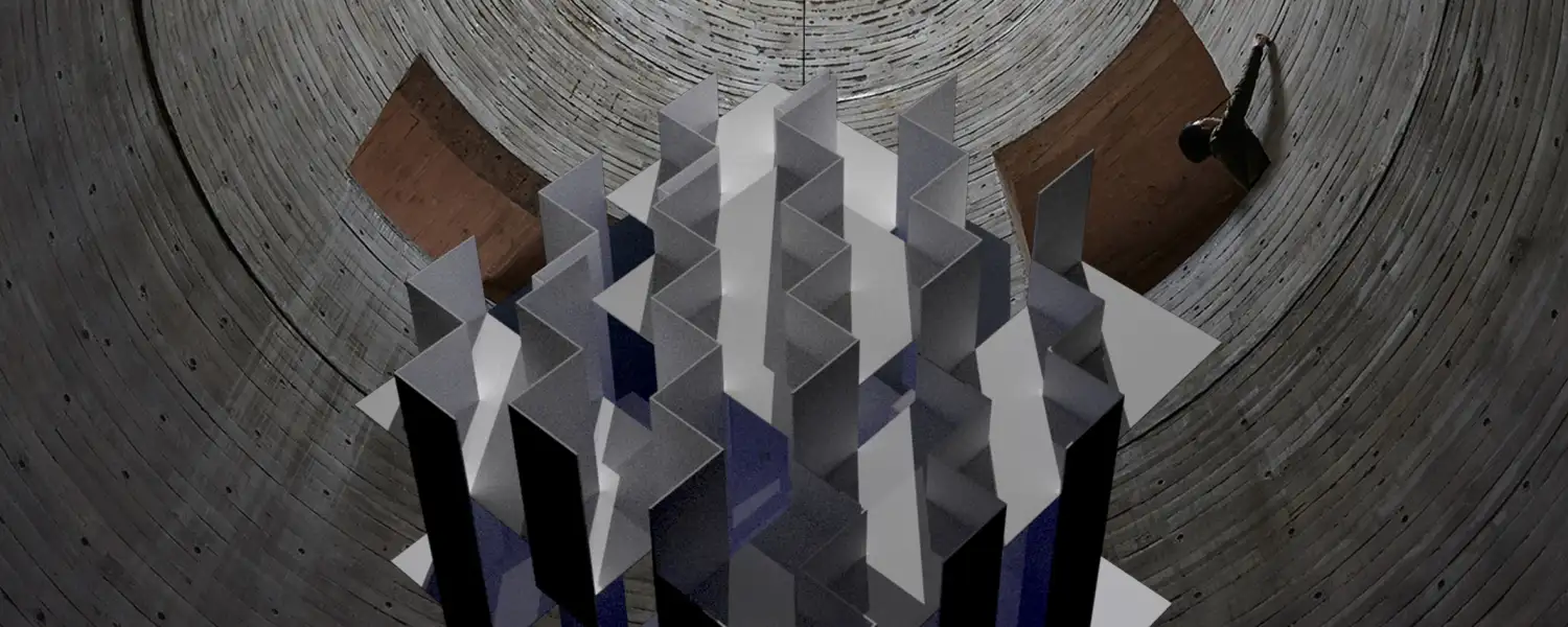 Flächenskulptur in Froschperspektive