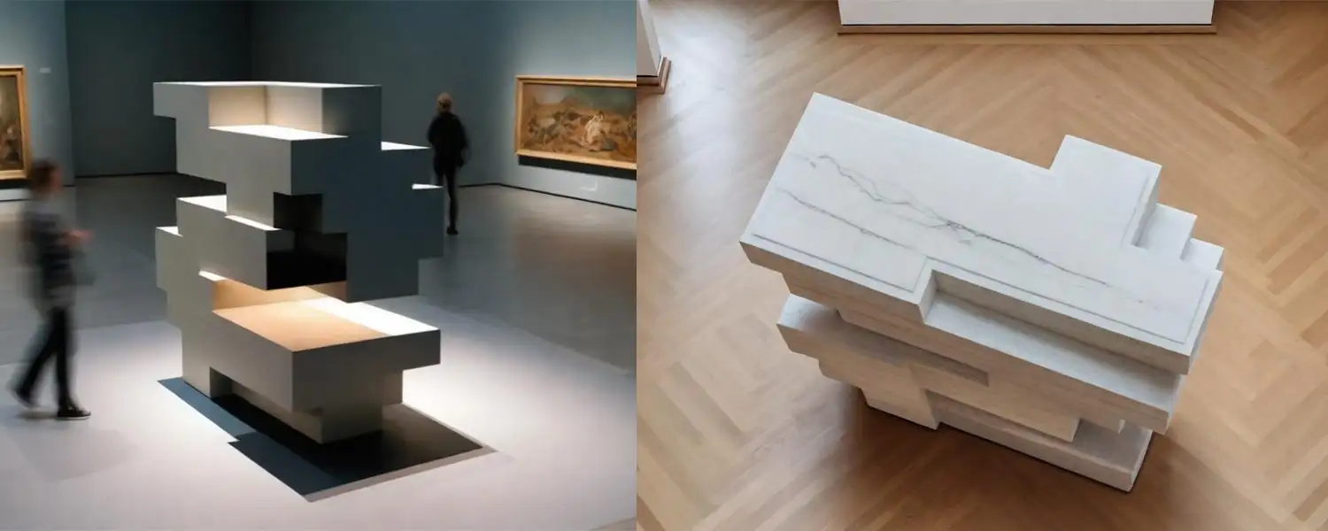 Bildcollage einer Skulptur